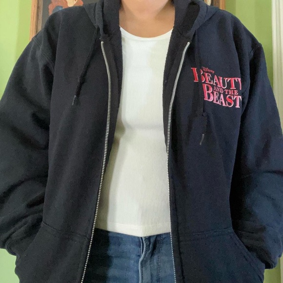 Vintage 90s Broadway musical Disney beauty and the beast tour zip up hoodie - Picture 2 of 8